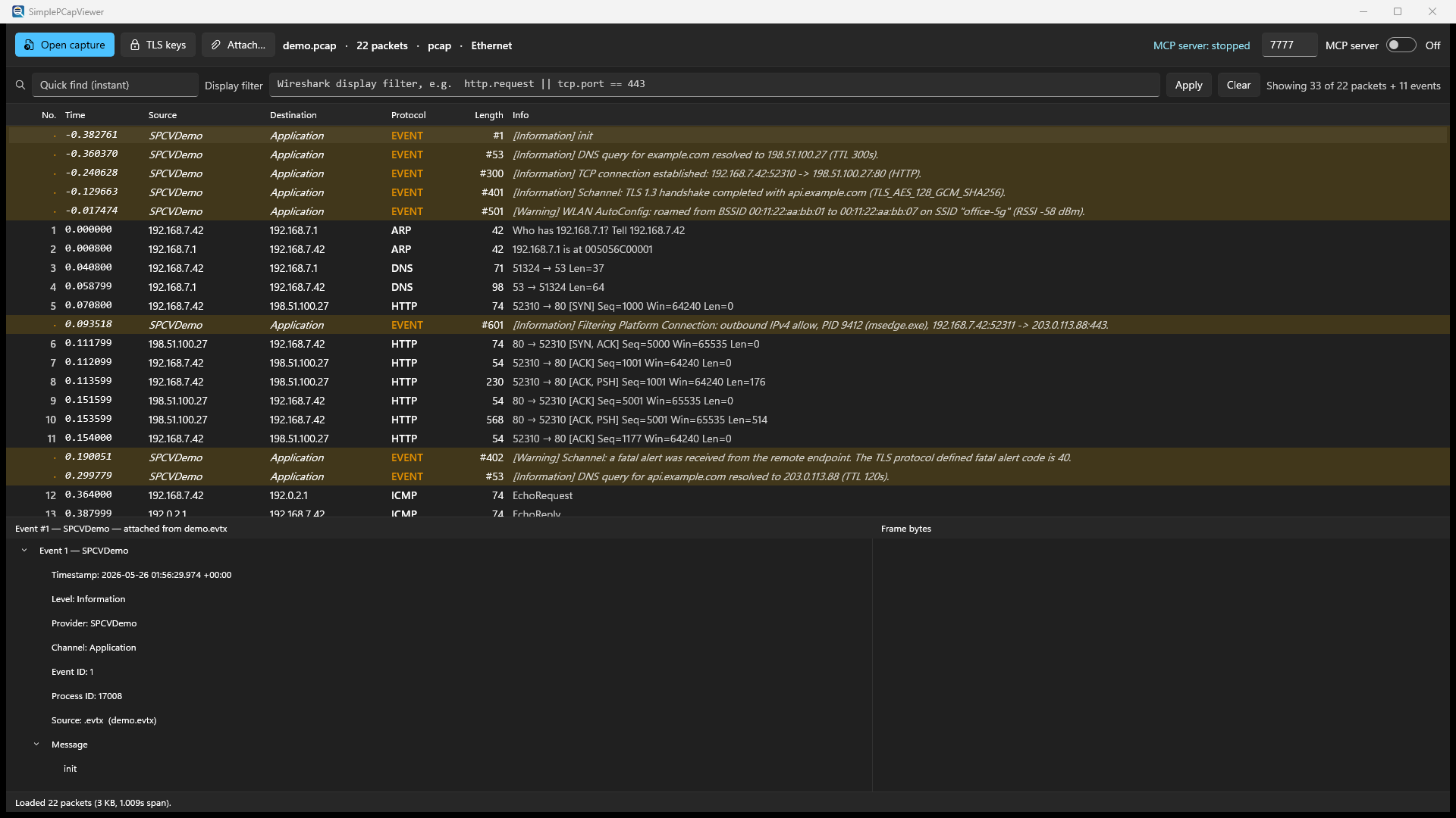 Simple PCap Viewer screenshot